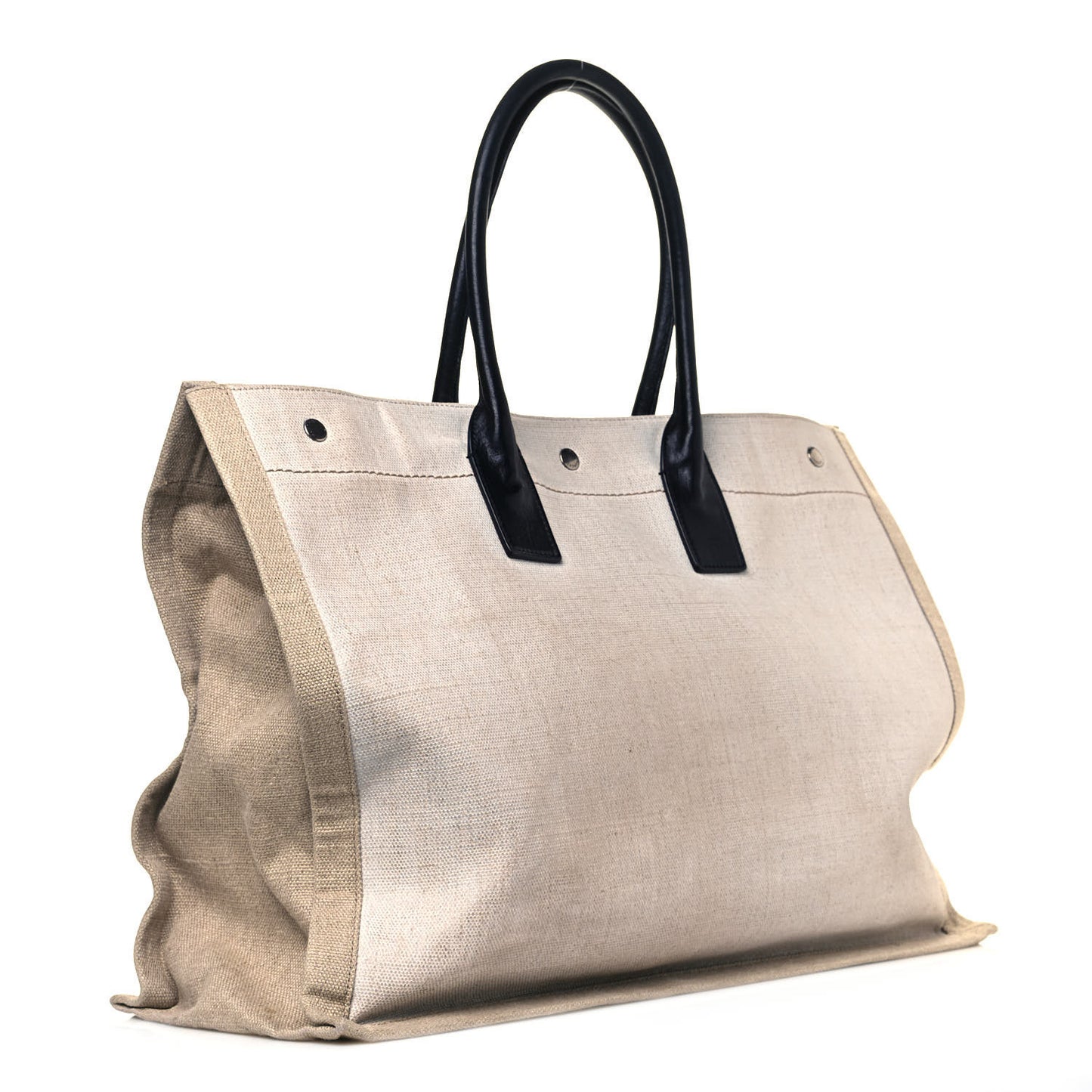 Linen Calfskin Rive Gauche Tote Optic White