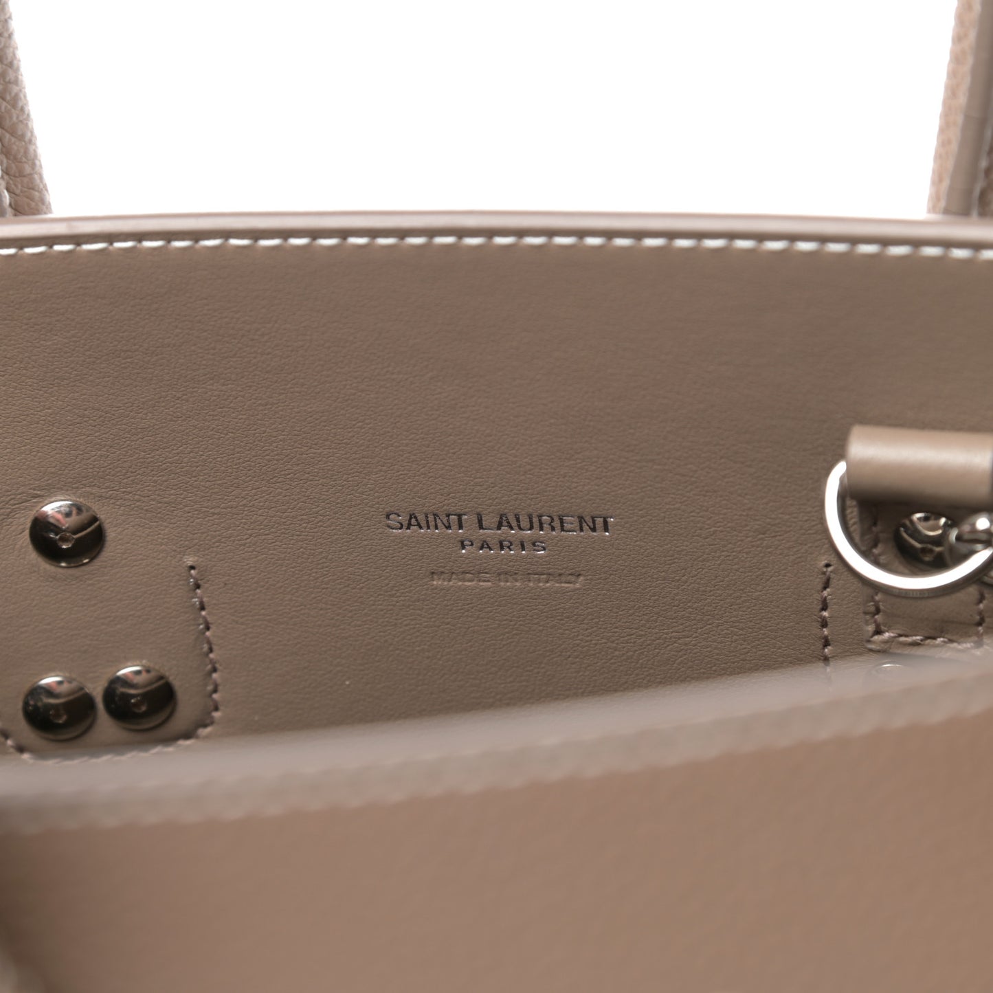 Grained Calfskin Topstich Baby Sac De Jour Taupe