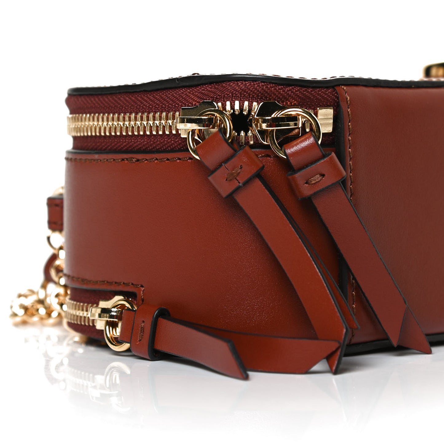 Shiny Calfskin Mini Vanity C Bag Sepia Brown
