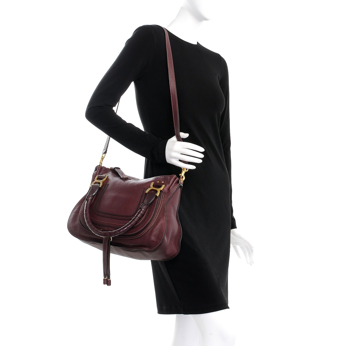Calfskin Medium Marcie Satchel Burgundy