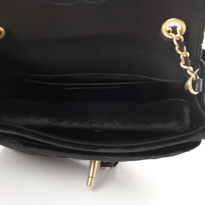 Chanel Velvet Quilted Small Camellia Flap Black 6 of 13