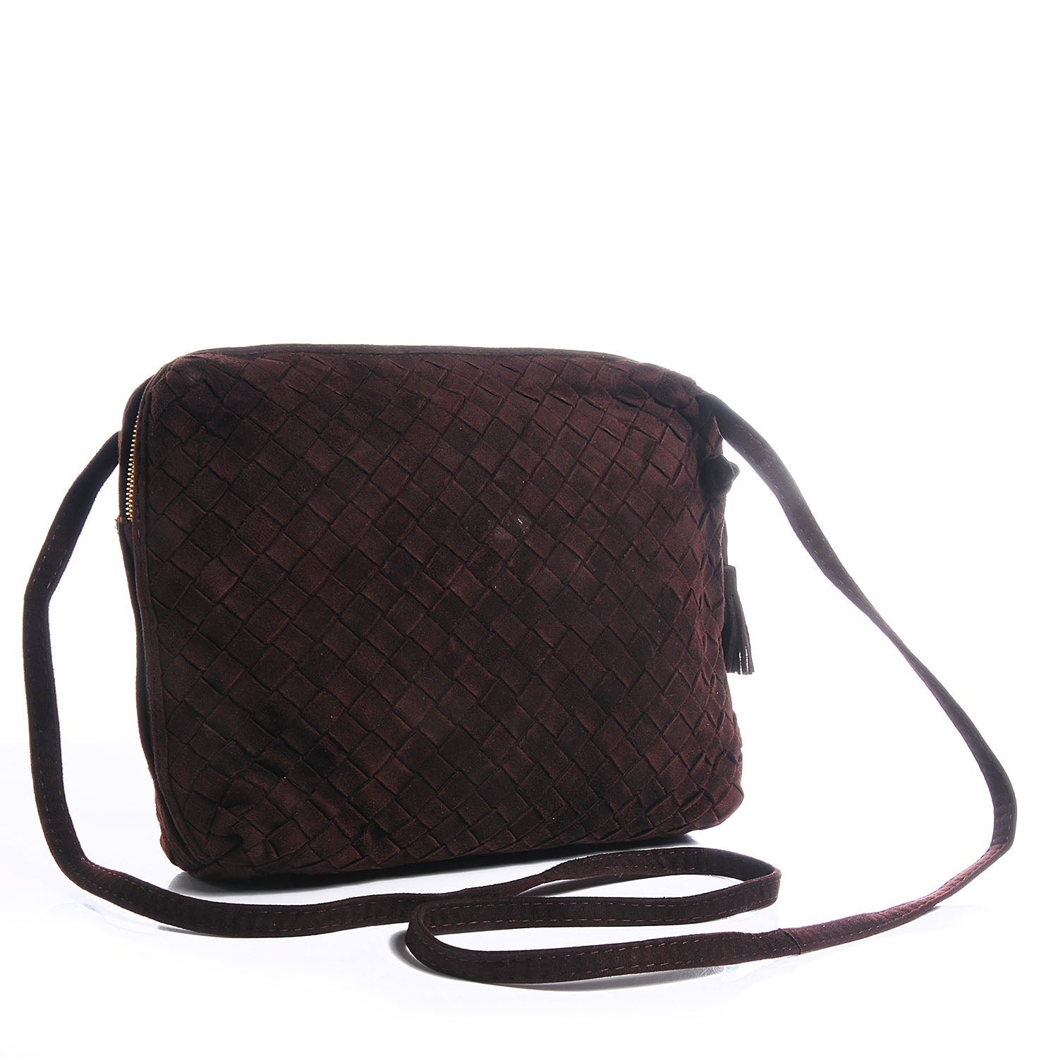 Bottega Veneta Vintage Suede Intrecciato Small Messenger Bag Brown 3 of 8