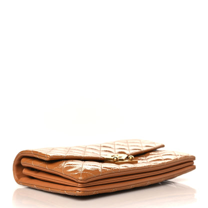 Chanel Patent Goatskin Quilted Small 3 Pocket Accordion Flap Brown 3 of 11