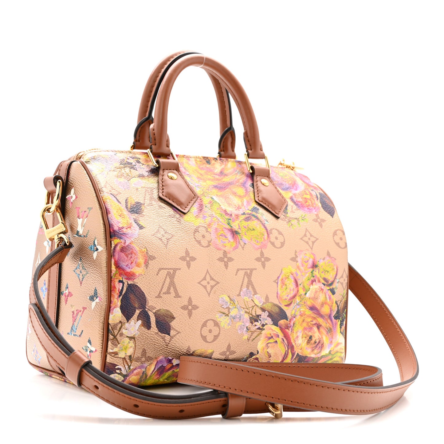 Metallic Monogram LV Garden Speedy Bandouliere 25 Gold