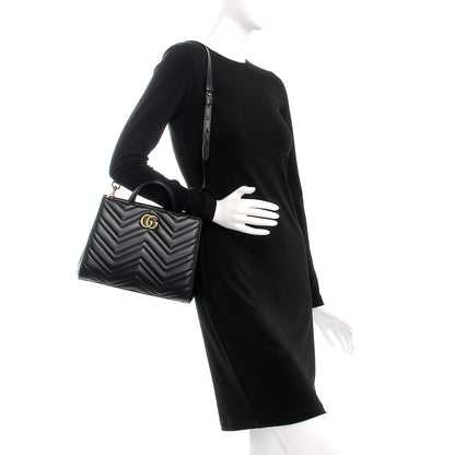Gucci Calfskin Matelasse Small GG Marmont Tote Black 2 of 8