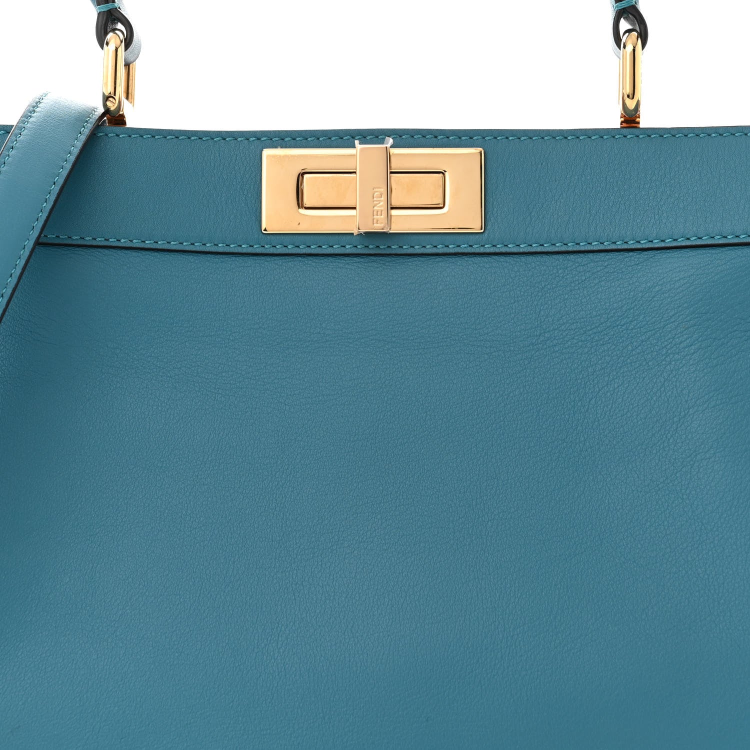 Fendi Vitello Seta Shiny Nappa Medium Peekaboo I SEE U Satchel Blue Velvet Light Rose 9 of 11