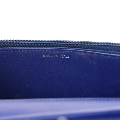 Chanel Grained Patent Calfskin Timeless Wallet On Chain WOC Blue 12 of 14
