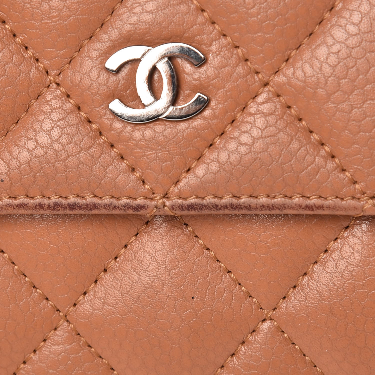 Chanel Caviar Quilted Compact French Flap Wallet Dark Beige 16 of 20