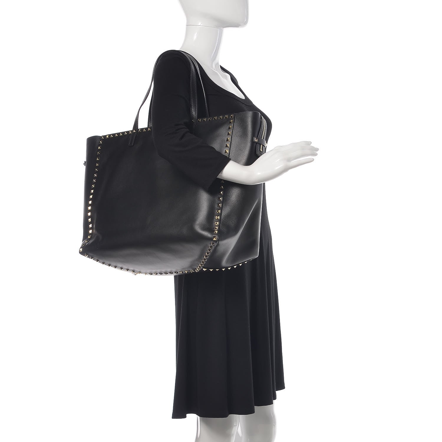 Valentino Garavani Vitello Large Rockstud Crossbody Tote Black 2 of 12