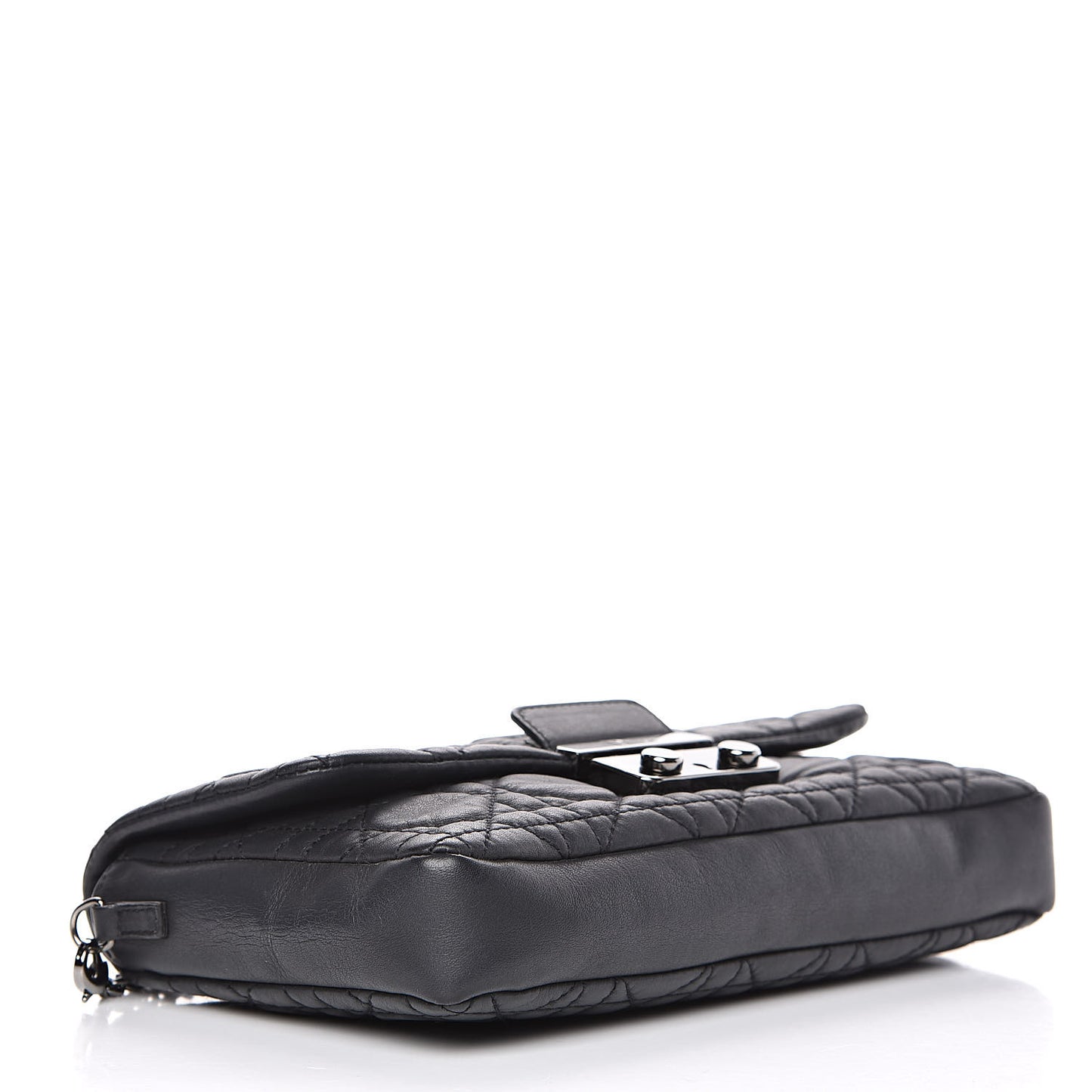 Lambskin Cannage New Lock Pouch Black