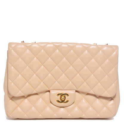 Chanel Lambskin Quilted Jumbo Single Flap Beige 1 of 8