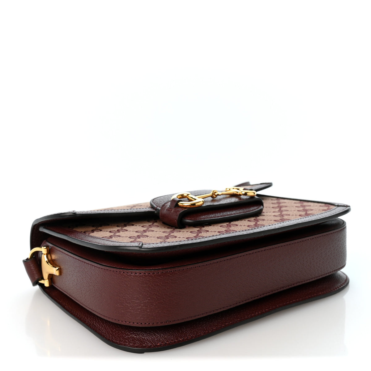 Monogram Textured Dollar Calfskin Horsebit 1955 Shoulder Bag Sahara Rubino Chardonnay