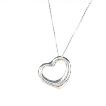 Tiffany Sterling Silver Diamond 22mm Elsa Peretti Open Heart Pendant Necklace 3 of 7