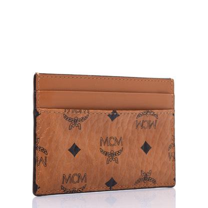 MCM Calfskin Visetos Mini Card Case Cognac 3 of 9