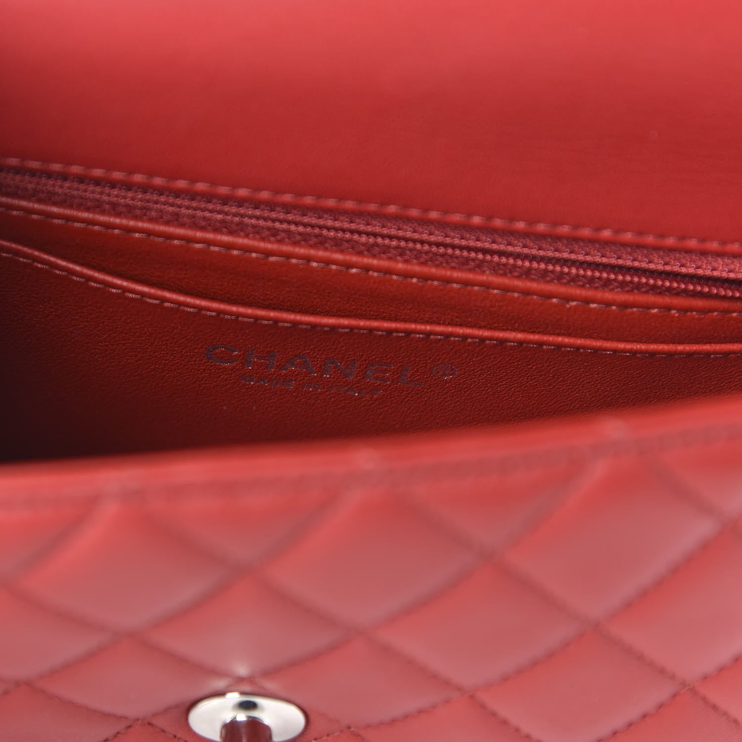 Chanel Lambskin Quilted Mini Rectangular Flap Red 8 of 11