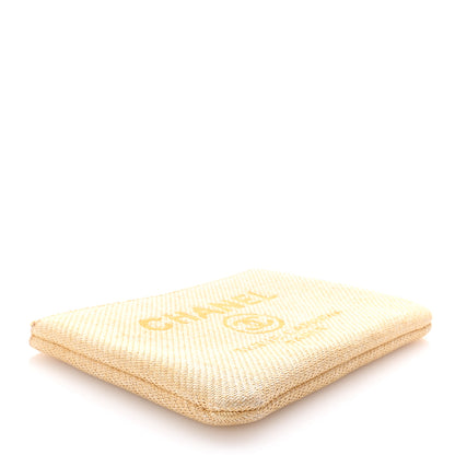 Chanel Woven Straw Raffia Small Deauville Pouch Light Yellow 4 of 7