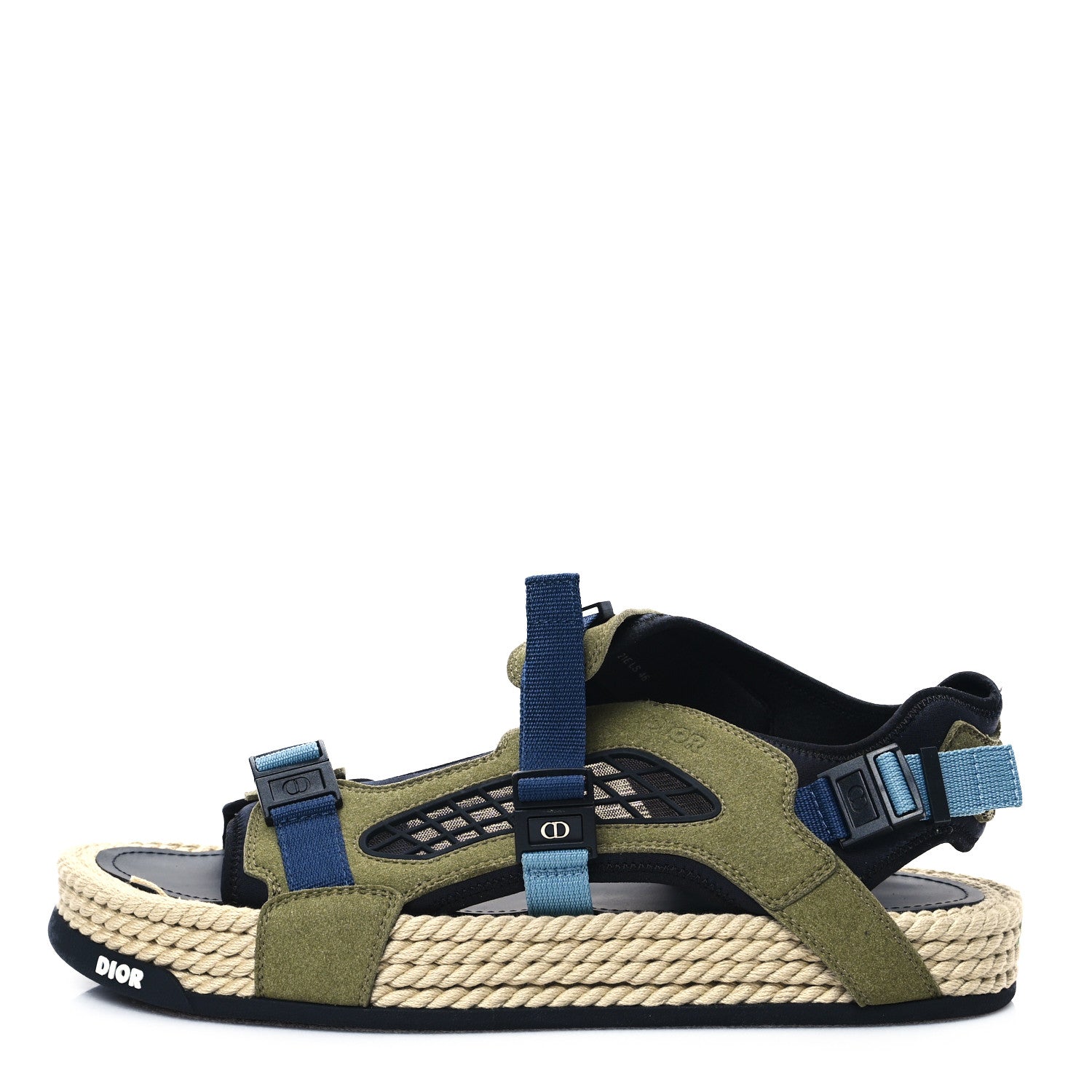 Christian Dior Suede Technical Fabric Mens Atlas Sandals 46 Green Beige 1 of 8
