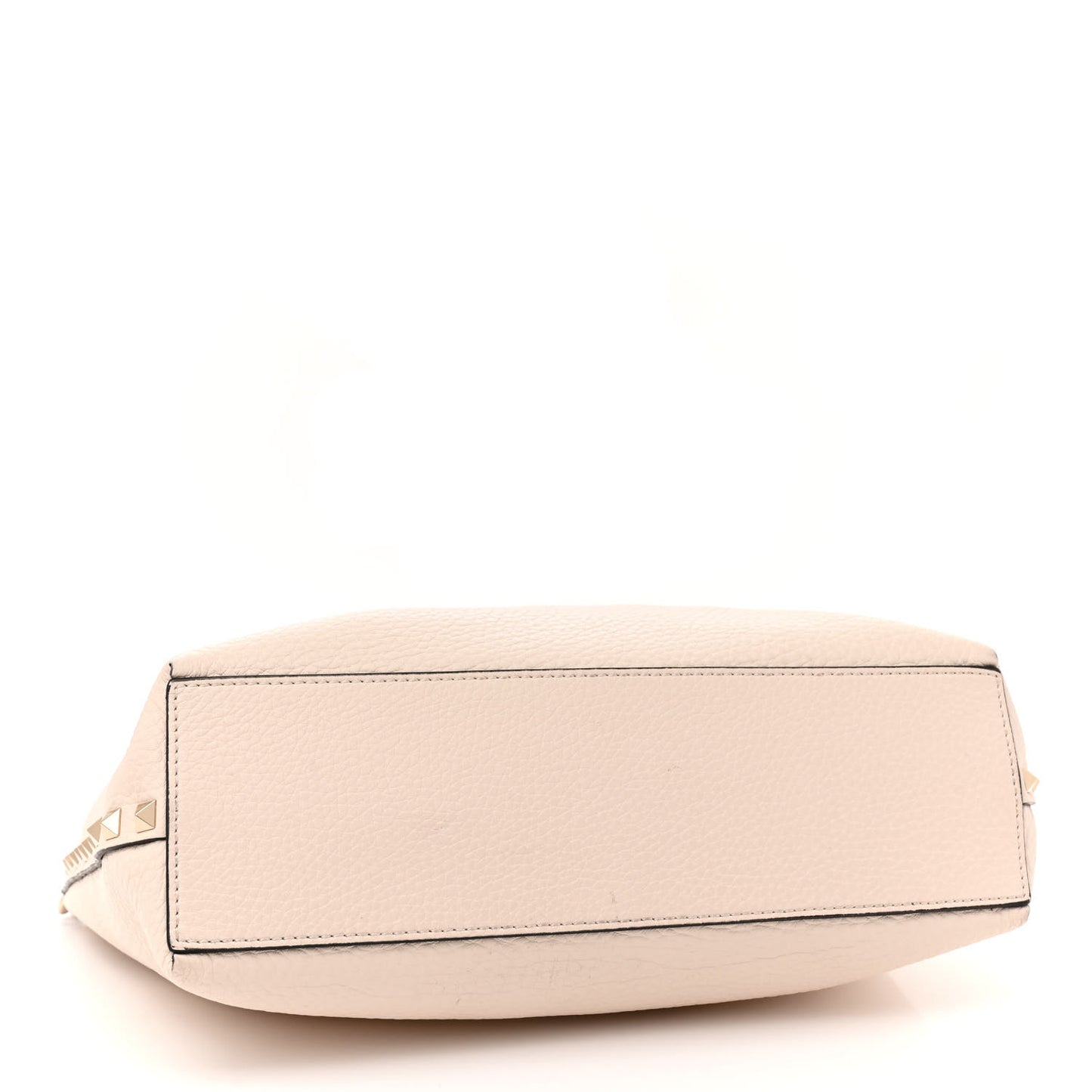Grained Calfskin Small Rockstud Flip Lock Tote Light Ivory Rubino