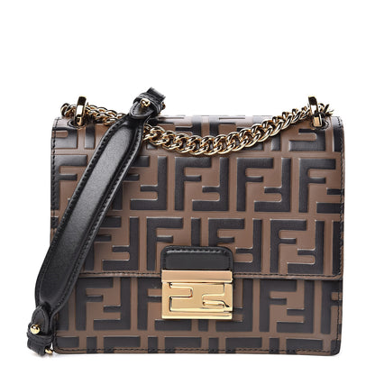 Fendi Vitello Liberty Bi-Color FF 1974 Embossed Small Kan U Shoulder Bag Maya Black 1 of 10