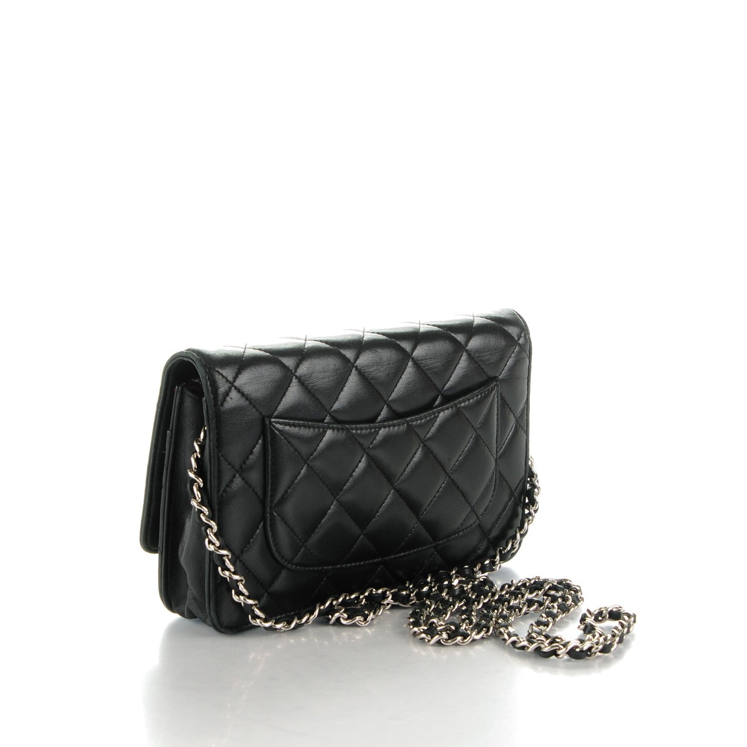 Chanel Lambskin Quilted Wallet On Chain WOC Black 3 of 8