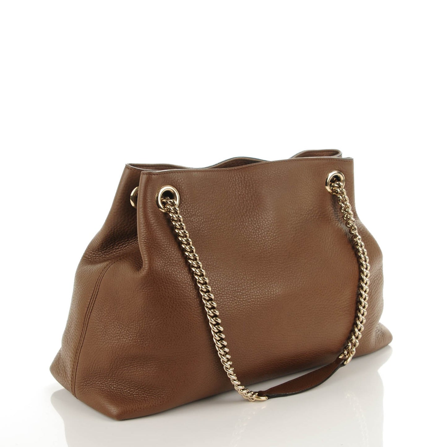 Pebbled Calfskin Medium Soho Chain Shoulder Bag Maple Brown