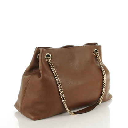 Gucci Pebbled Calfskin Medium Soho Chain Shoulder Bag Maple Brown 3 of 8