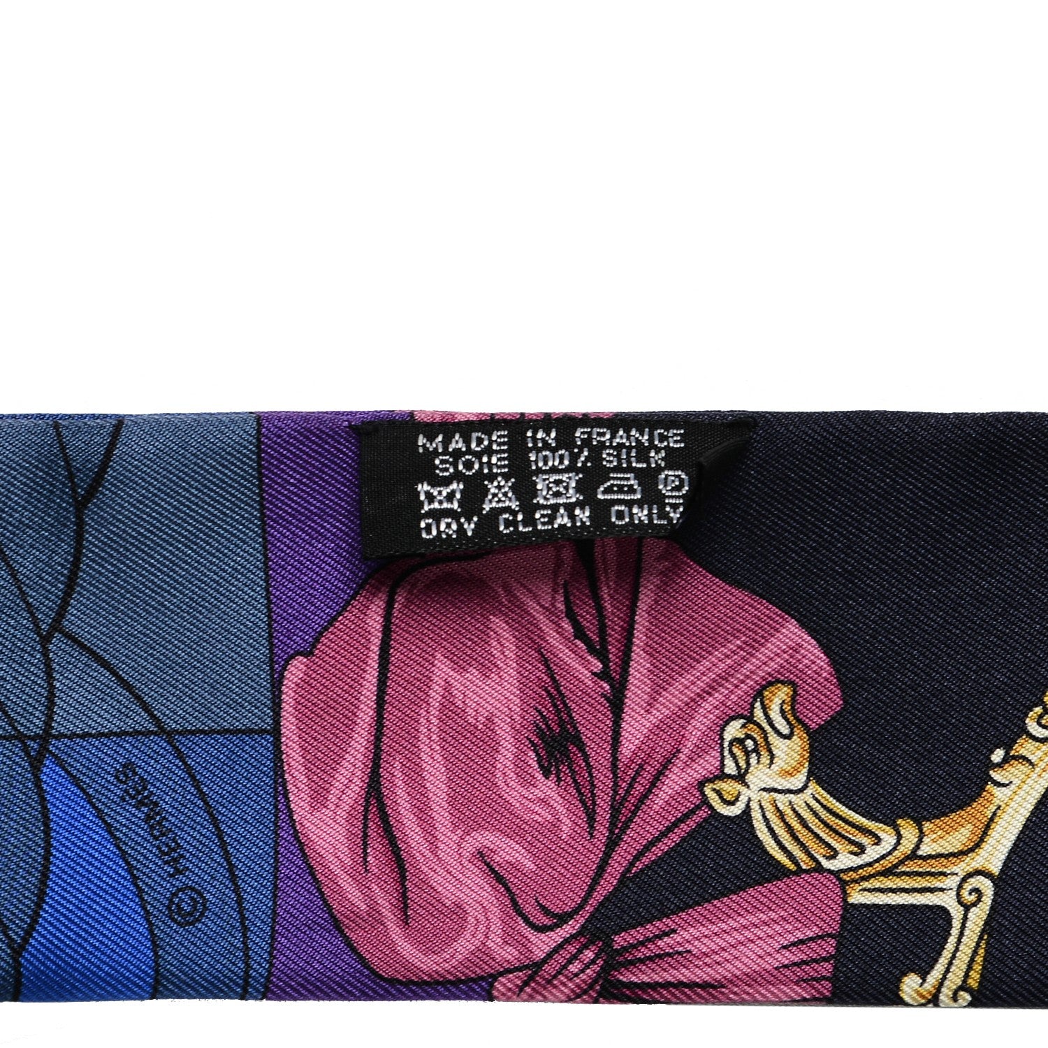 Hermes Silk Cavalleria D'Etriers Twilly Violet Bleu Rose 3 of 4