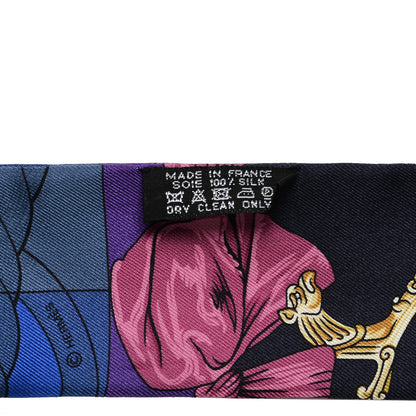 Hermes Silk Cavalleria D'Etriers Twilly Violet Bleu Rose 3 of 4