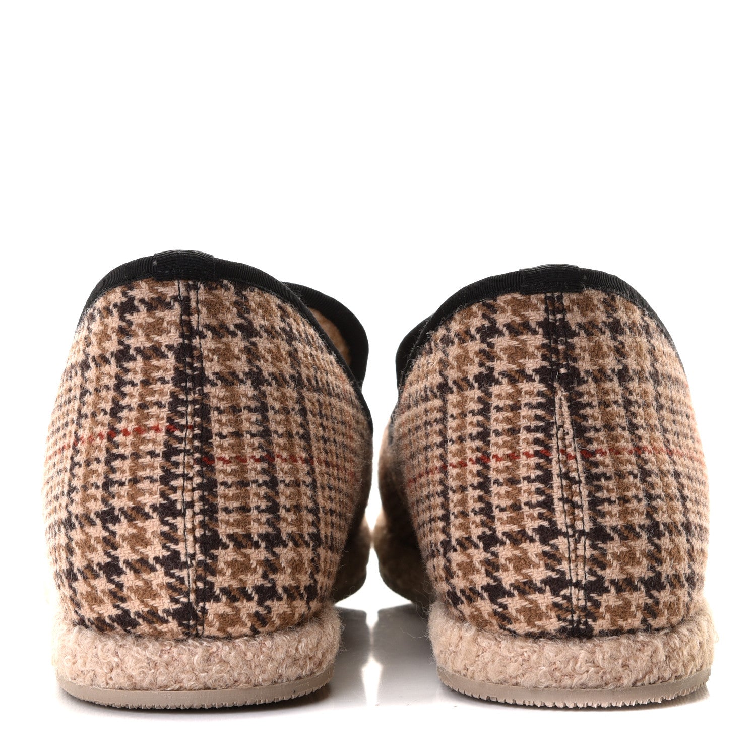 Gucci Wool Tweed Plaid Houndstooth Mens Fria Horsebit Loafers 9.5 Mahogany Black 4 of 9
