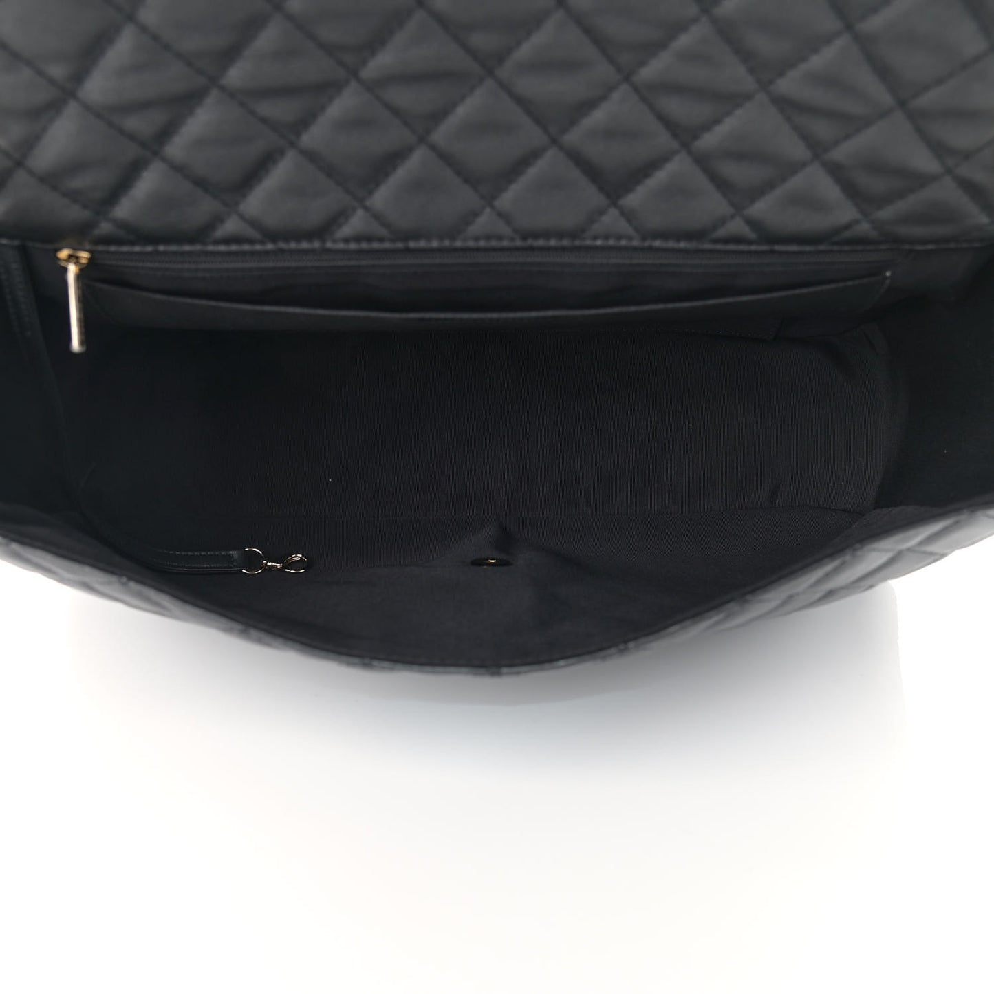 Metallized Calfskin Quilted Small XXL Travel Flap Bag Black