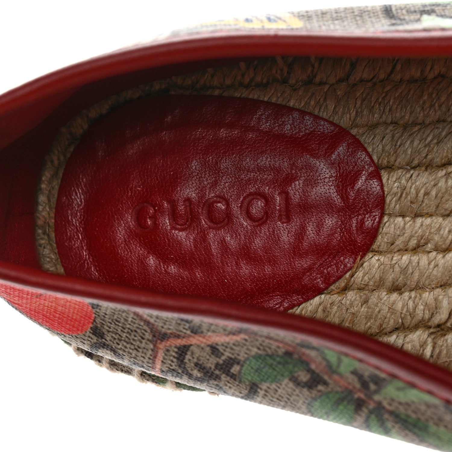 Gucci GG Supreme Monogram Tian Womens Espadrilles 38 Beige Multicolor Red 7 of 9