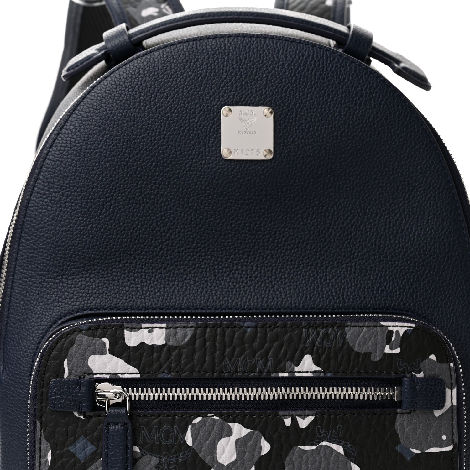 MCM Calfskin Visetos Floral Leopard Klassik Small Stark Backpack Blue Black 9 of 11