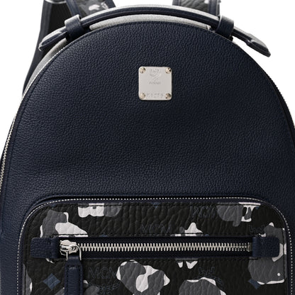 MCM Calfskin Visetos Floral Leopard Klassik Small Stark Backpack Blue Black 9 of 11