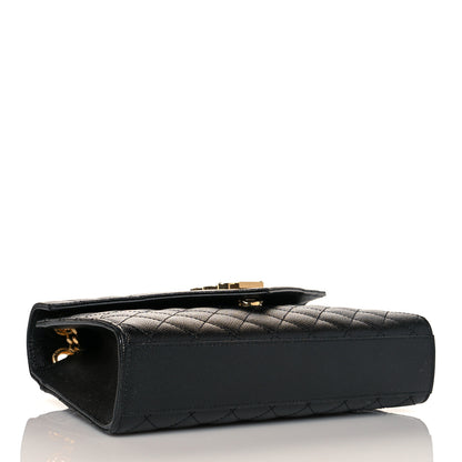 Saint Laurent Grain De Poudre Textured Mixed Matelasse Triquilt Medium Monogram Satchel Black 4 of 11