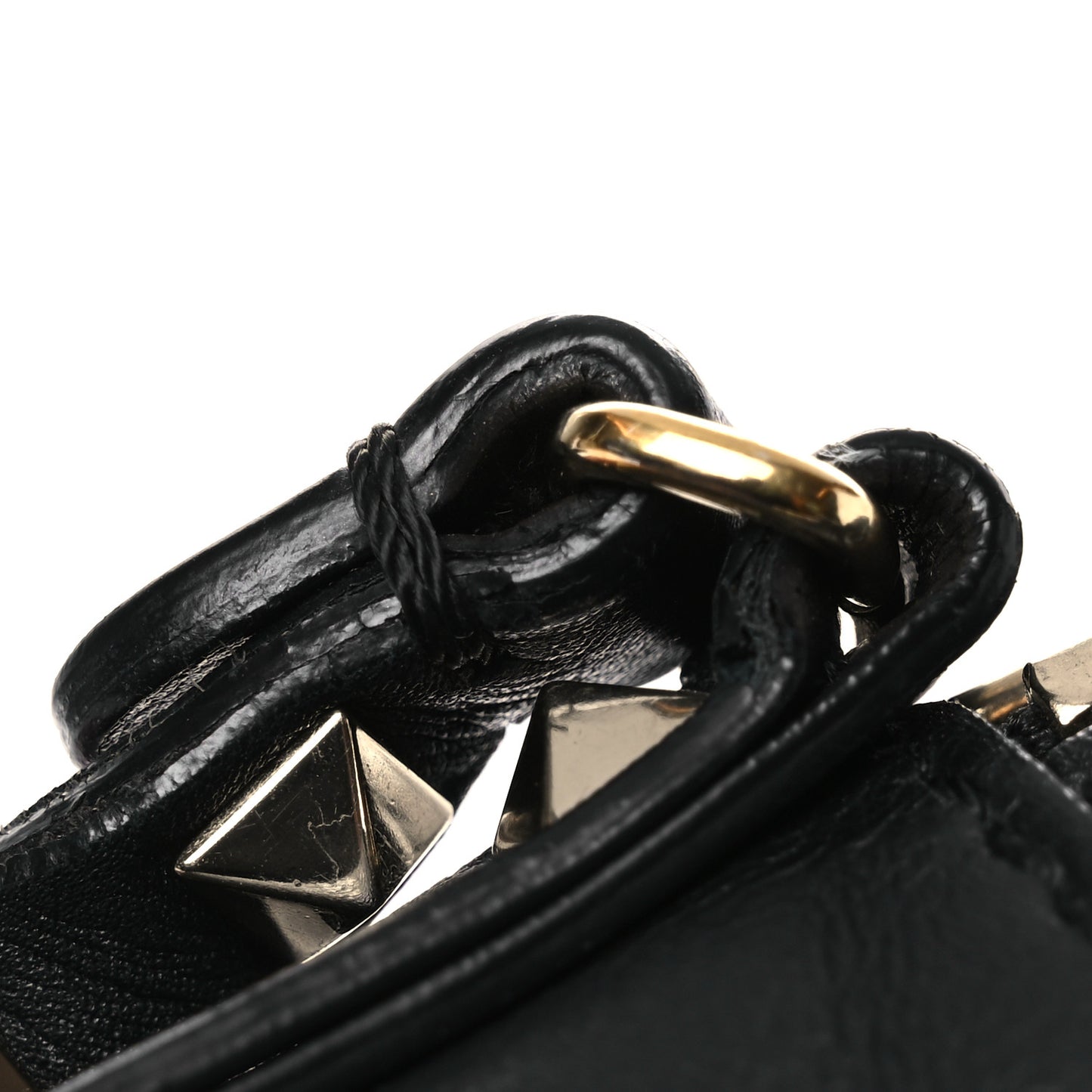 Calfskin Suede Rockstud Camera Crossbody Bag Black