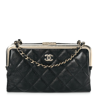 Chanel Lambskin Quilted Frame Clutch With Chain Black 1 of 11