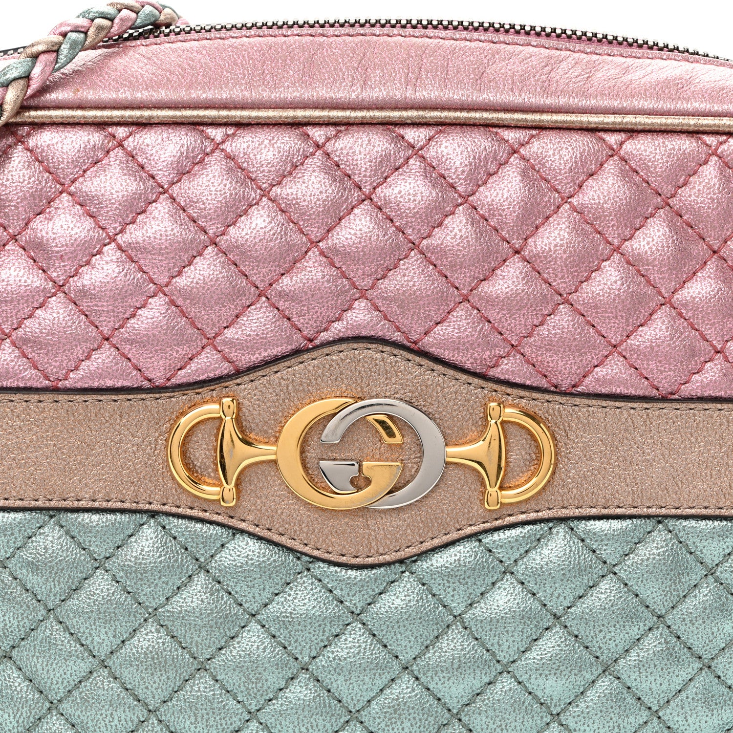 Gucci Laminated Nappa Trapuntata Small Zumi Shoulder Bag Rosa Lago Rame 8 of 11