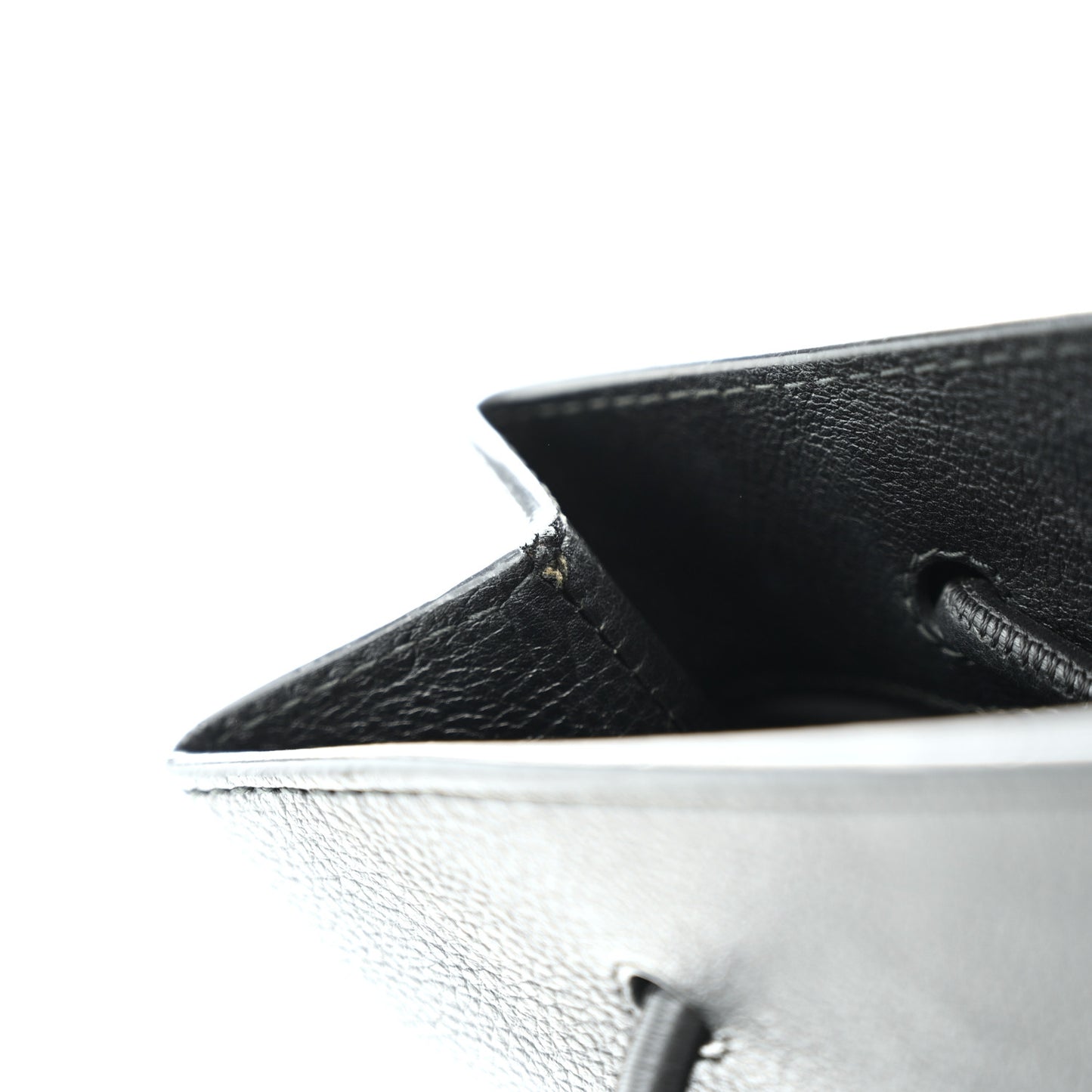 Calfskin Logo Shopping S Tote Black White
