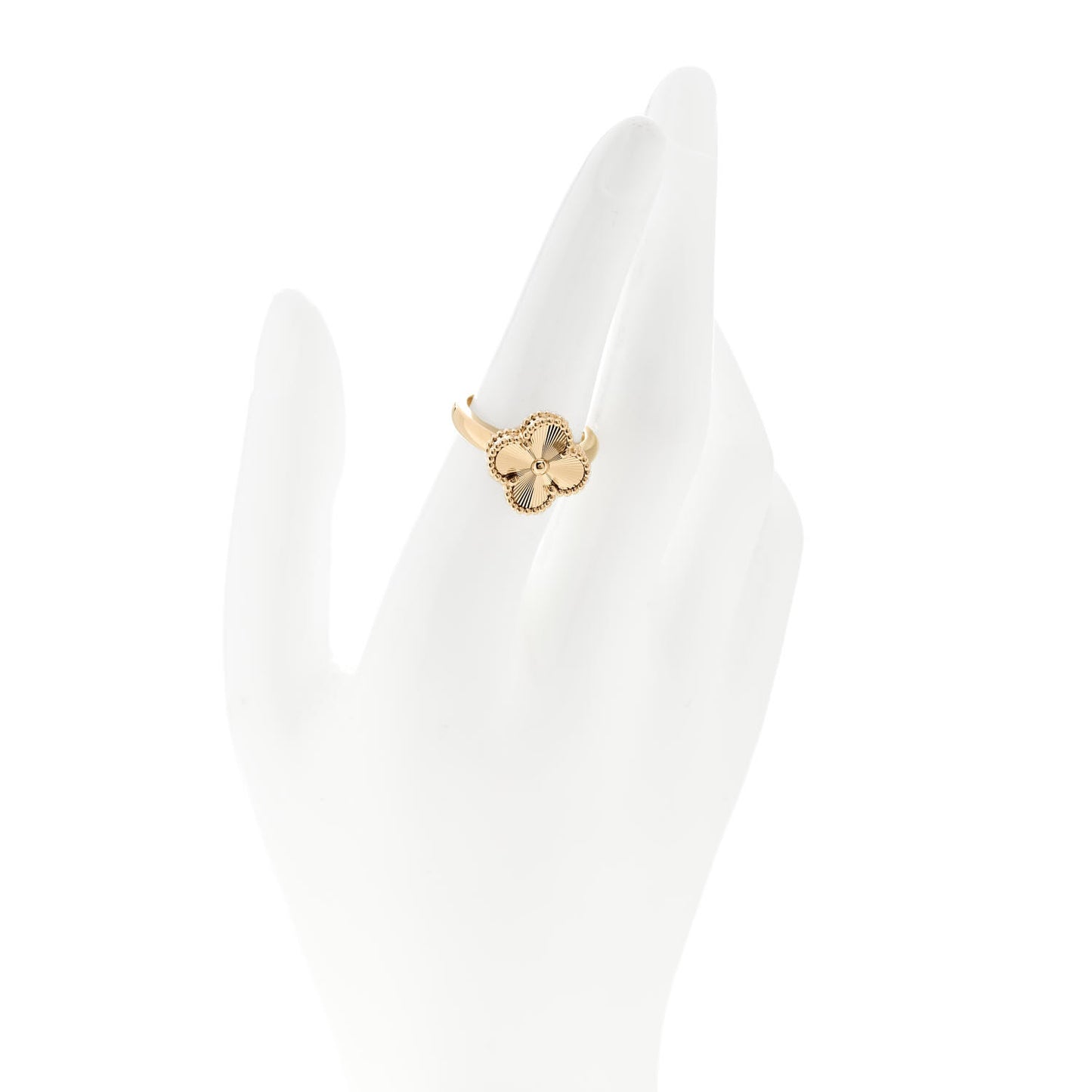 18K Yellow Gold Guilloche Vintage Alhambra Ring 54 7