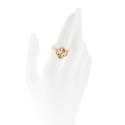 Van Cleef & Arpels 18K Yellow Gold Guilloche Vintage Alhambra Ring 54 7 2 of 4