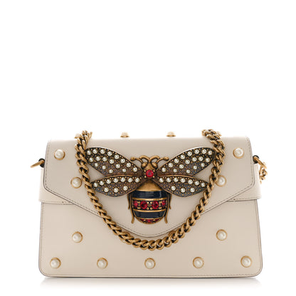 Gucci Nappa Pearl Studded Mini Queen Margaret Broadway Shoulder Bag Mystic White 1 of 10