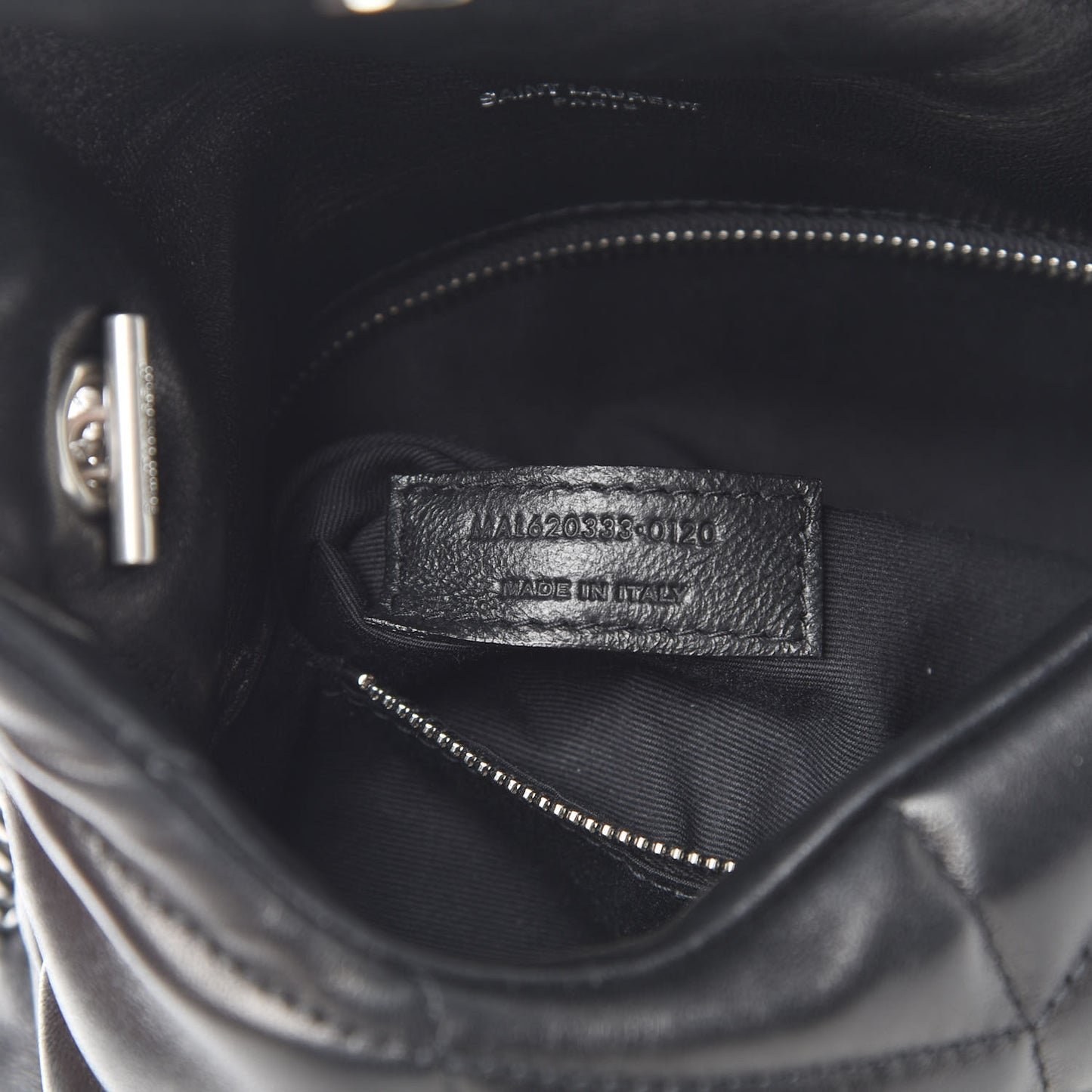 Lambskin Quilted Toy Loulou Puffer Monogram Chain Satchel Black