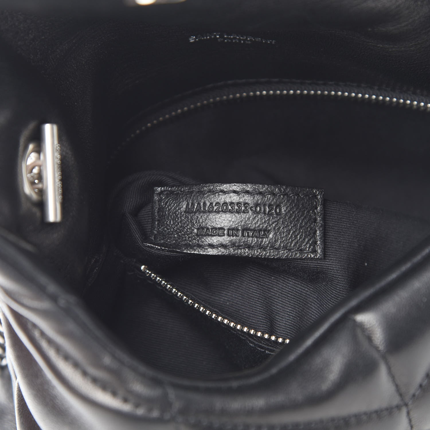 Saint Laurent Lambskin Quilted Toy Loulou Puffer Monogram Chain Satchel Black 7 of 11