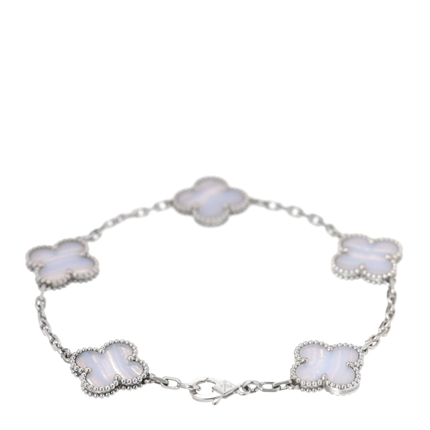 Van Cleef & Arpels 18K White Gold Chalcedony 5 Motifs Vintage Alhambra Bracelet 2 of 6