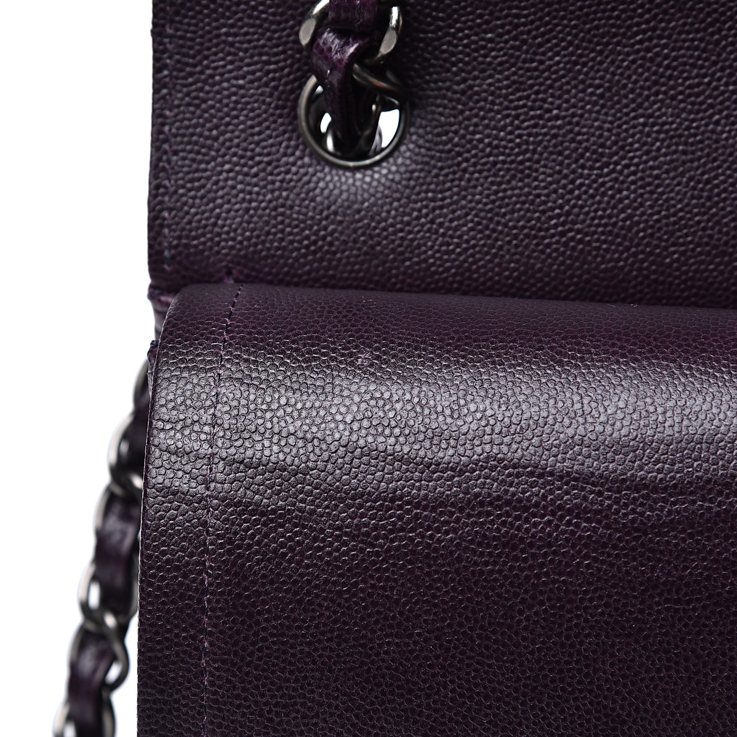 Caviar Quilted Jumbo Double Flap Dark Purple