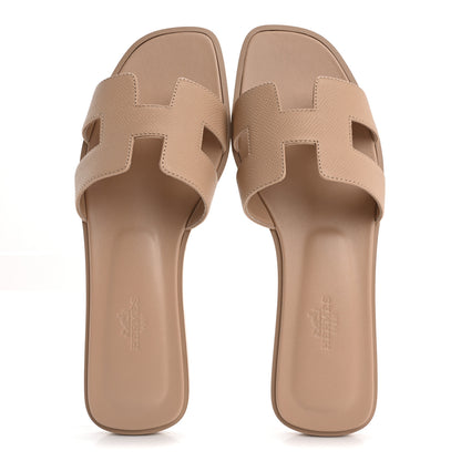 Hermes Epsom Oran Sandals 37.5 Beige Perlino 2 of 10