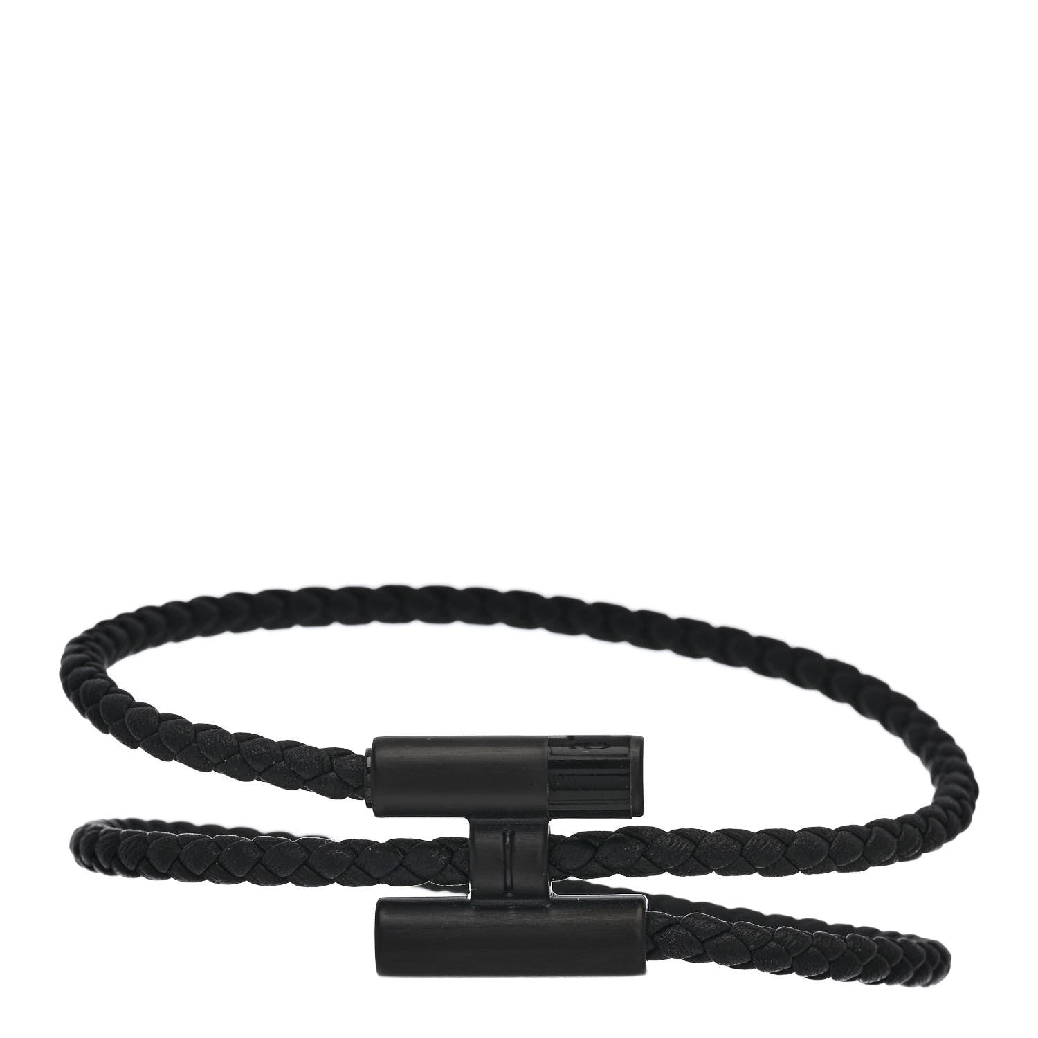 Hermes Swift Double Wrap Cord Tournis Tresse Bracelet T5 So Black 1 of 4
