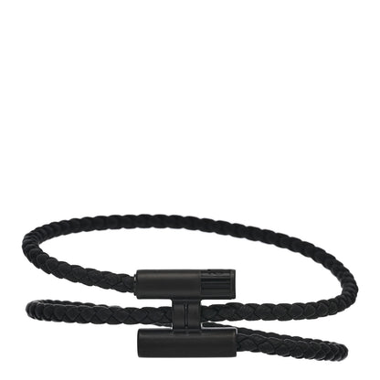 Hermes Swift Double Wrap Cord Tournis Tresse Bracelet T5 So Black 1 of 4