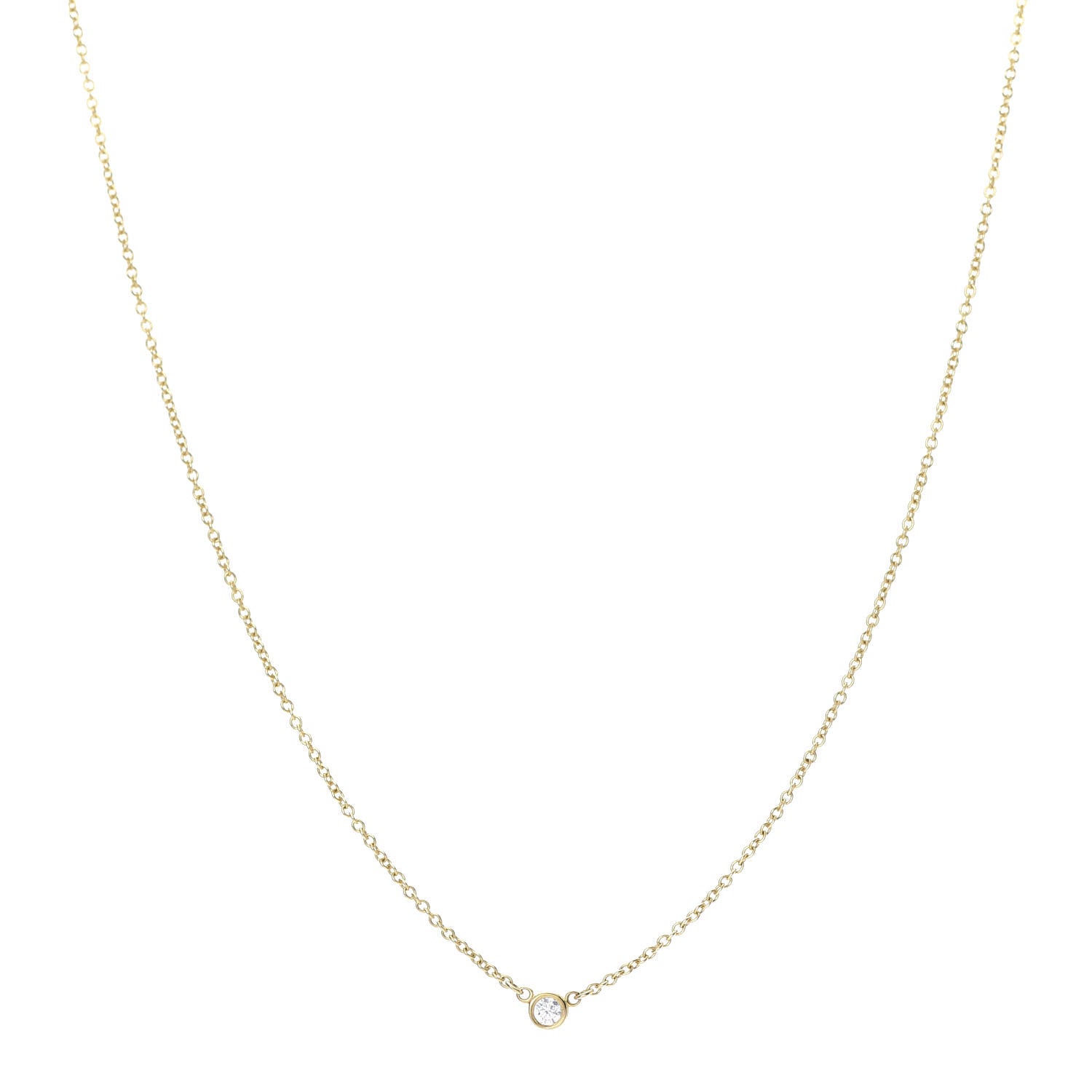 Tiffany 18K Yellow Gold Diamond .05ct Elsa Peretti Diamonds by the Yard Pendant Necklace 1 of 6