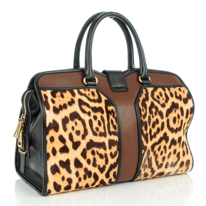Saint Laurent Pony Hair Calfskin Leopard Print Medium Cabas Chyc Brown Black 3 of 7